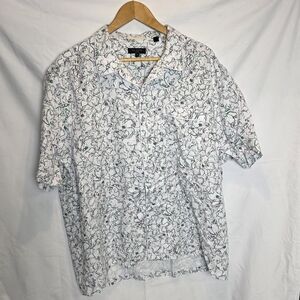 Ted Baker Bartlet Short Sleeve Button Down Size 7 Abstract 80s 90s Print EUC